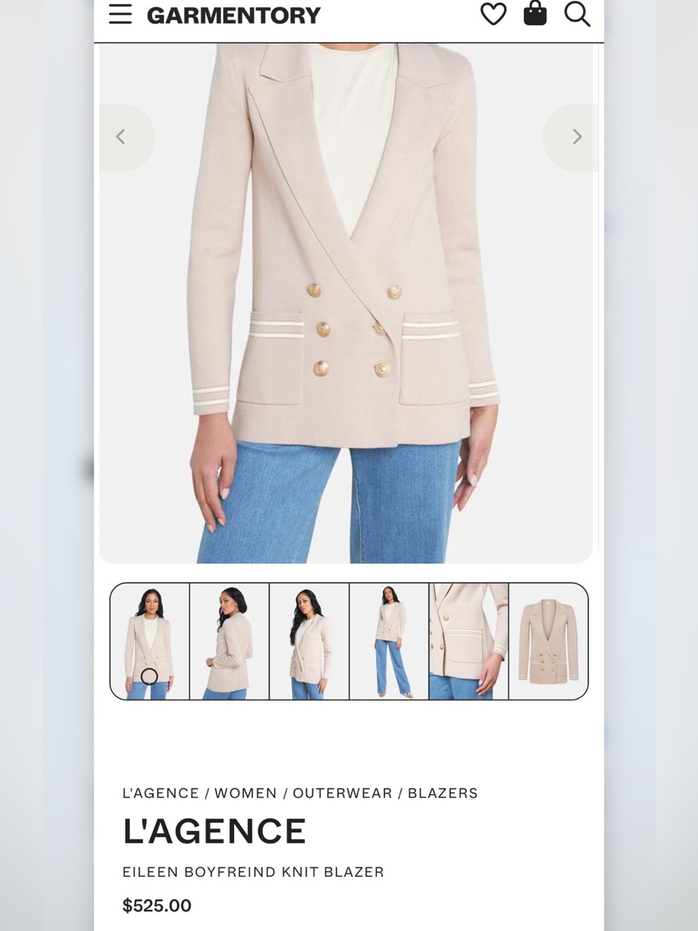 L’AGENCE Eileen Knit Double-Breasted Boyfriend Knit Blazer Blush Pink M $525 - Picture 15 of 15